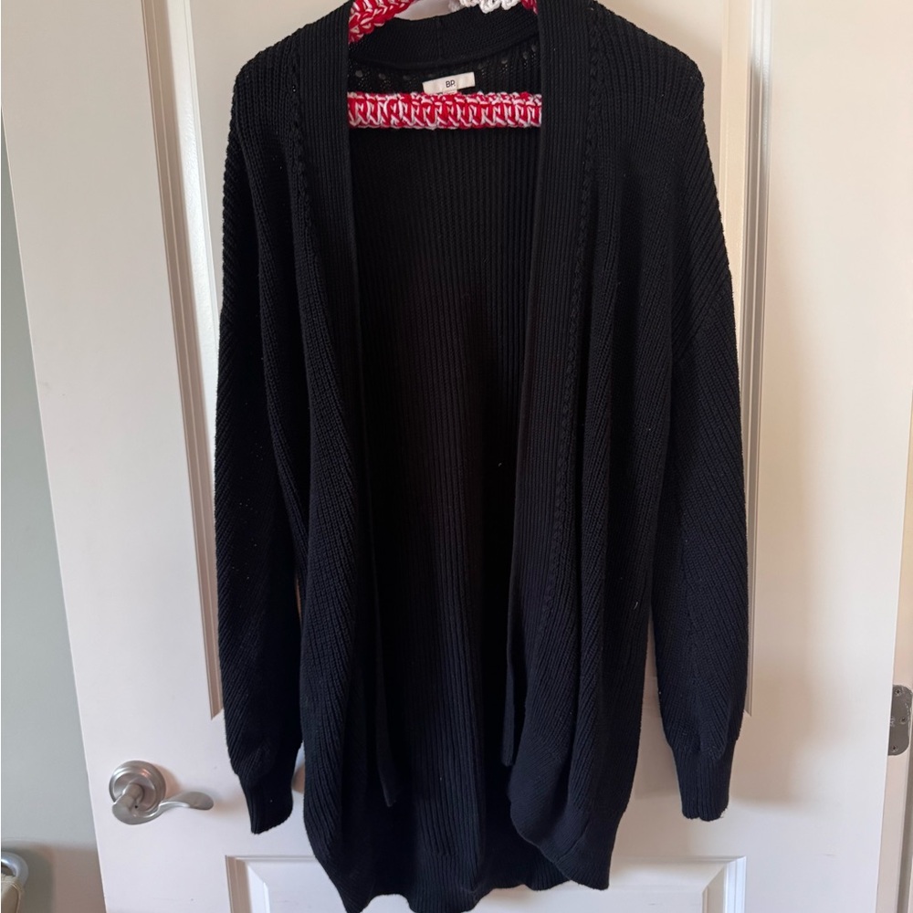Black Open Front Cardigan
